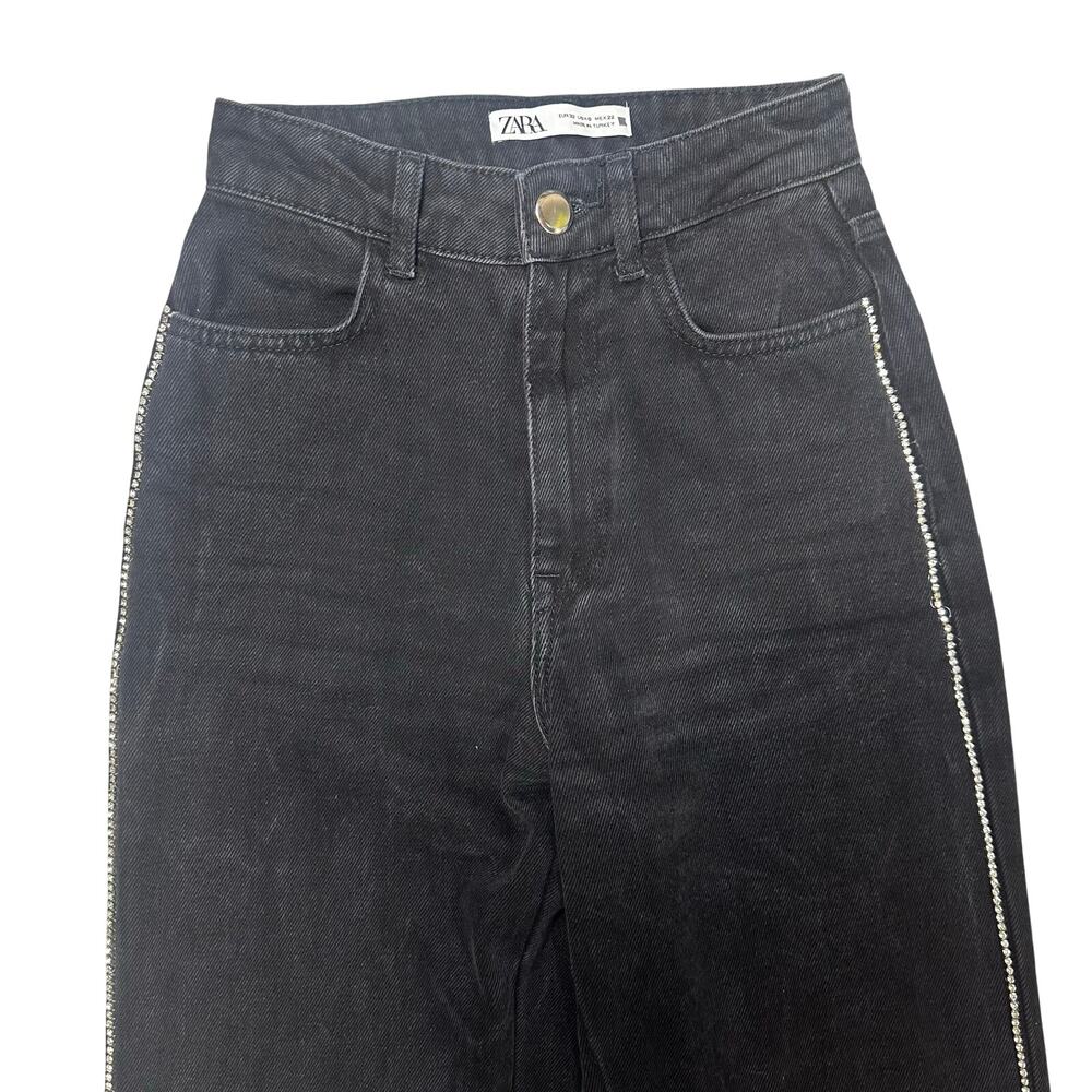 Zara Black High Rise Rhinestone Jeans - Picture 2 of 6
